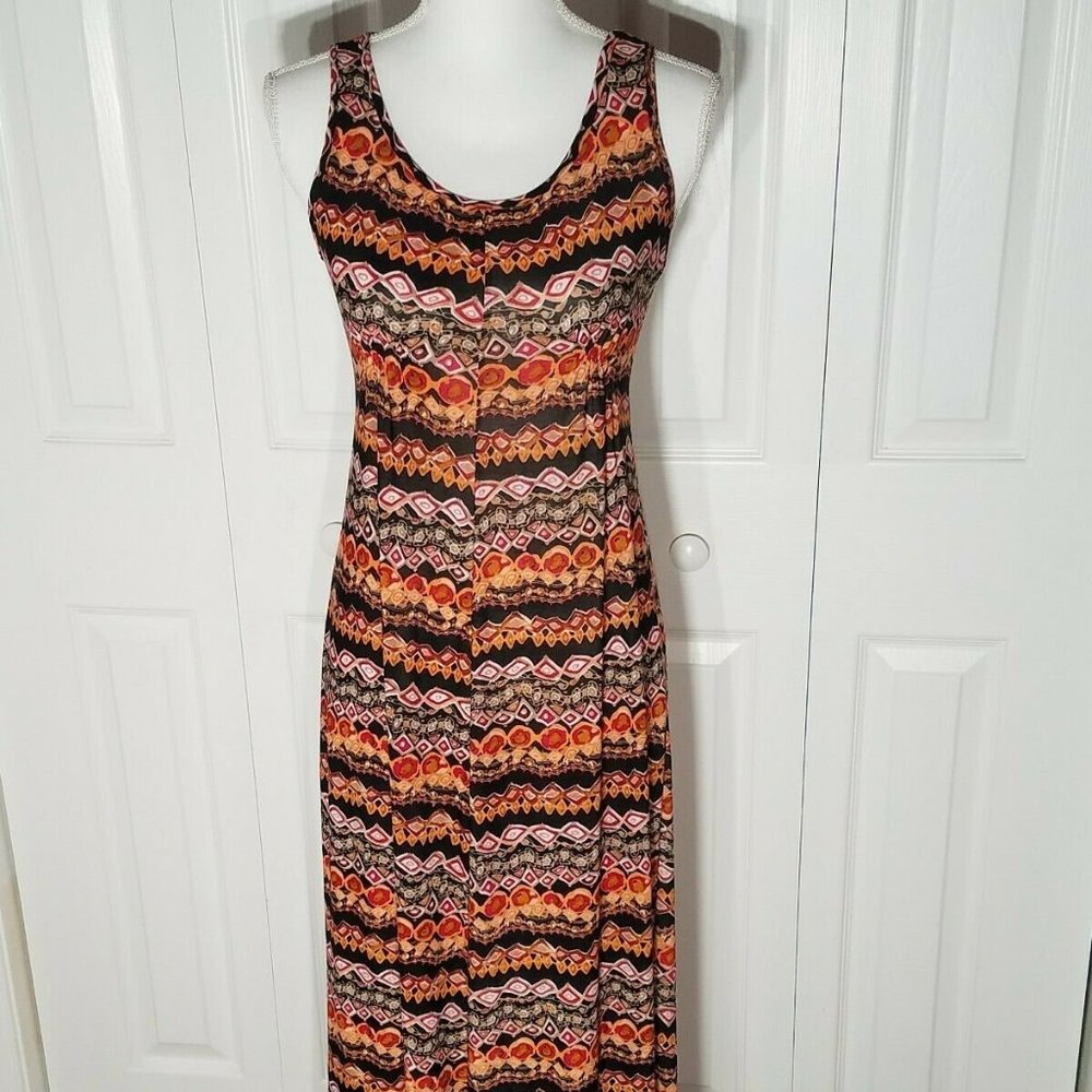 John Paul Richard Tribal Maxi Dress Sleeveless Vtg
